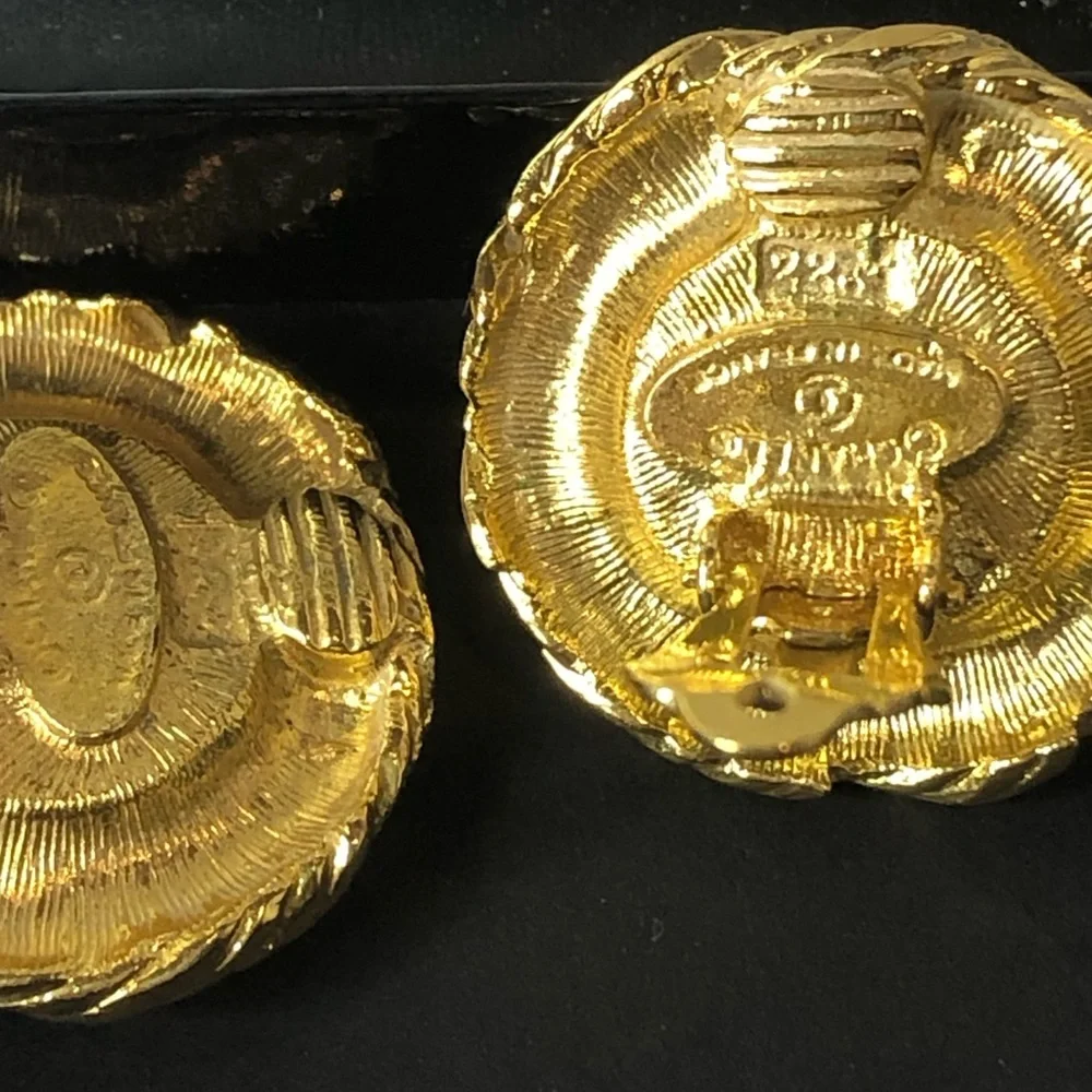 CHANEL 24k Gold Plated and Faux Pearl Earrings w/ BOX